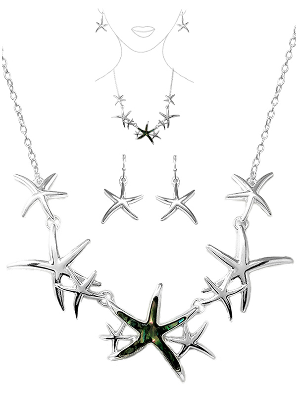 SEALIFE THEME MULTI STARFISH LINK NECKLACE SET