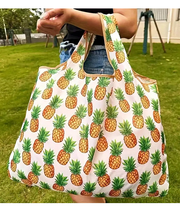 Large capacity portable grocery shopping bag - pineapple