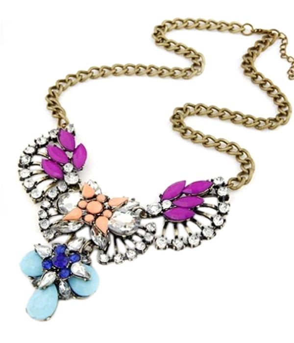 Multi crystal cocktail necklace