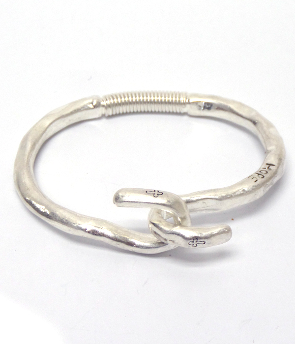 Handmade metal flexible spring back hook bracelet - hope