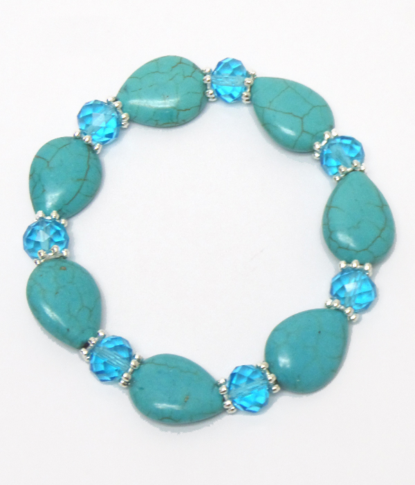 Teardrops turquoise stones with beads bracelet 