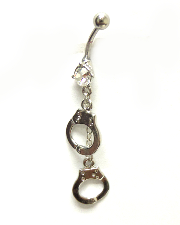 Surgical steel steel handcuff drop belly ring  navel ring