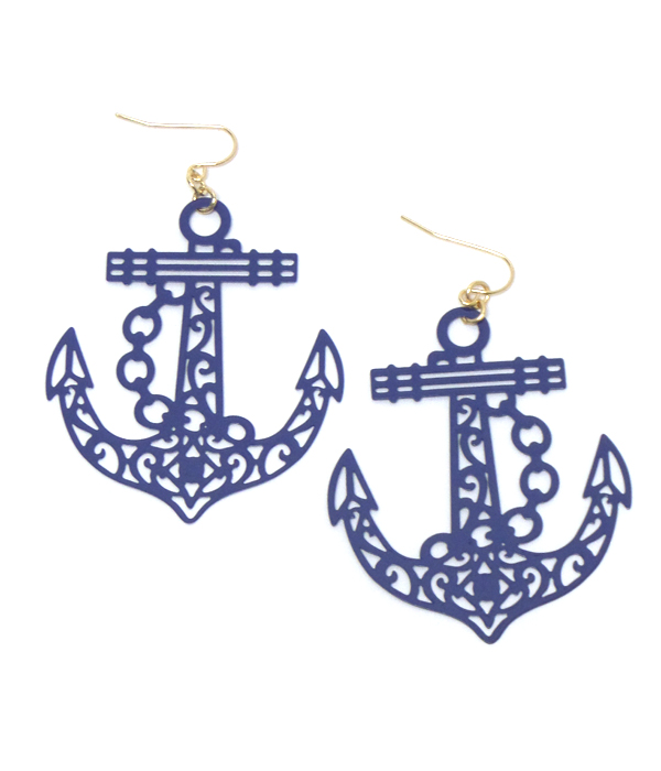 Metal anhor fish hook earrings