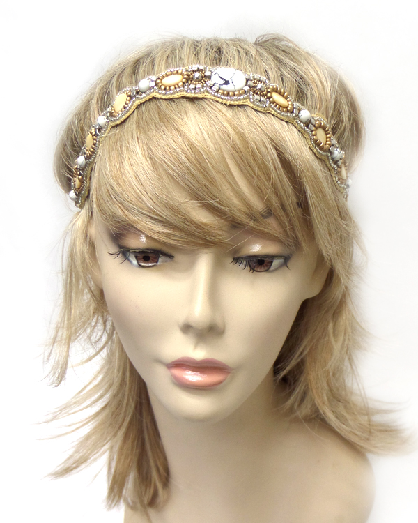 Handmade multi seedbeads headband