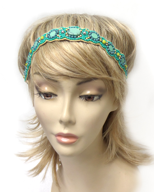 Handmade multi seedbeads headband