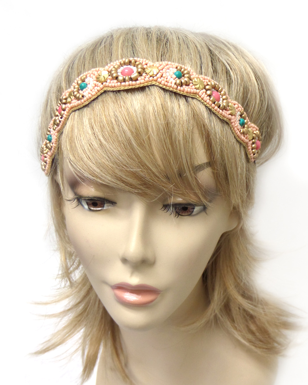 Handmade multi seedbeads headband