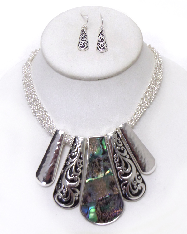 Ablone stone tailored design necklace set