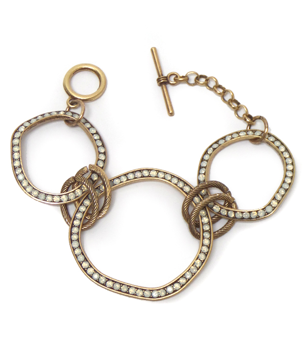 3 circles with crystals metal bracelet 