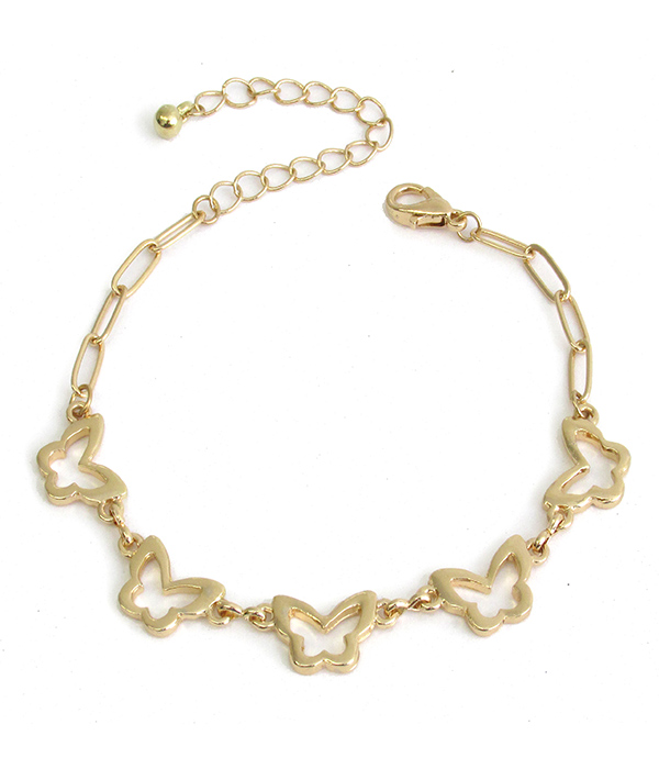 MULTI METAL BUTTERFLY LINK CHAIN BRACELET