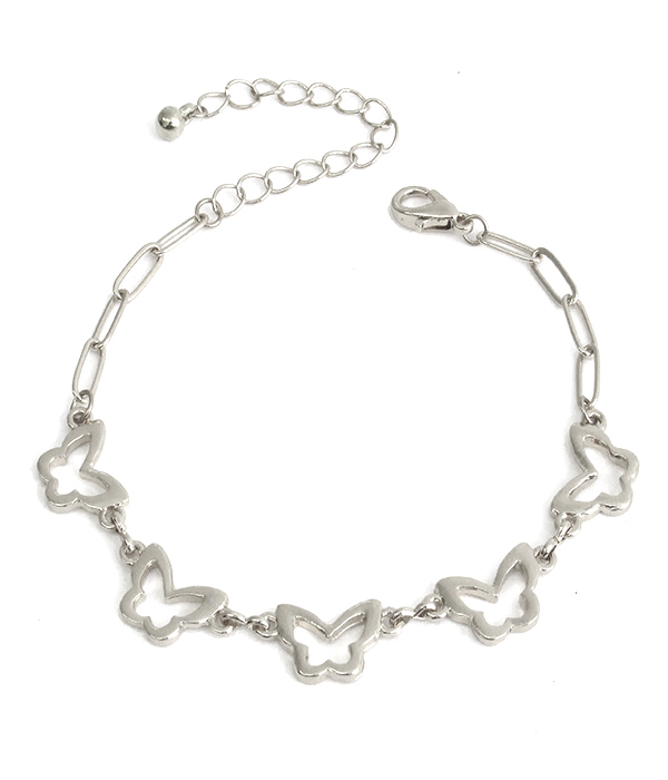 MULTI METAL BUTTERFLY LINK CHAIN BRACELET