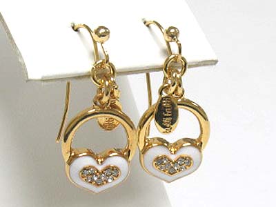 Tutti frutti crystal and metal epoxy heart earring