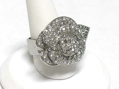 Tutti frutti crystal flower metal adjustable ring