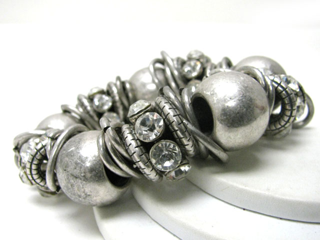 Crystal ring joint metal ball stretch bracelet