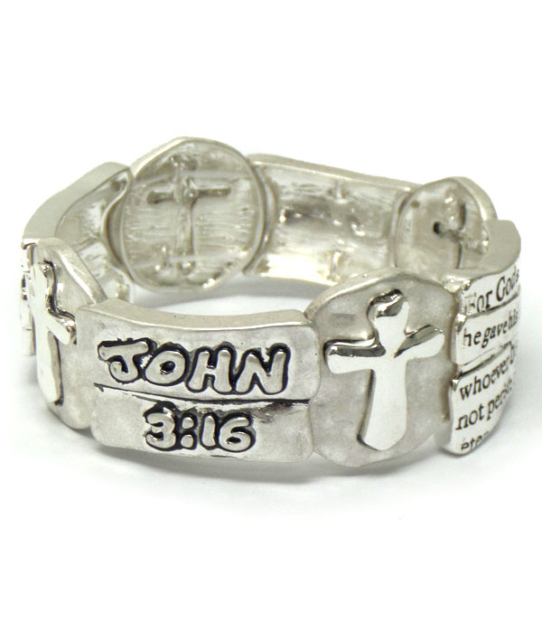 Religious inspiration message stretch bracelet - john 3:16