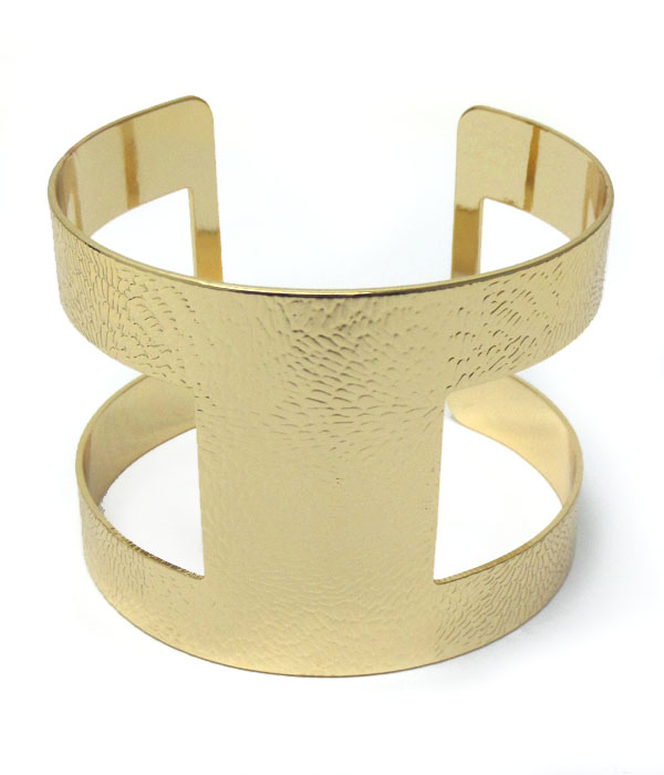 Architectural wide metal bangle bracelet