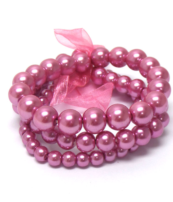 Pearl stretch bracelet set of 3