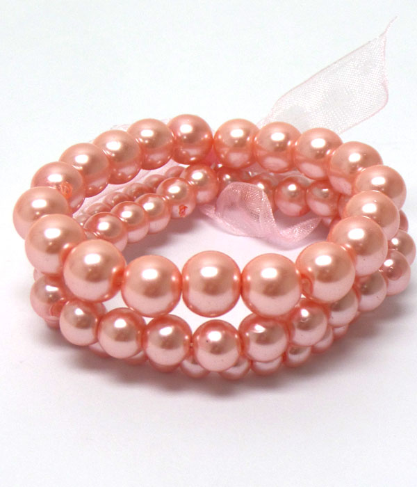 Pearl stretch bracelet set of 3