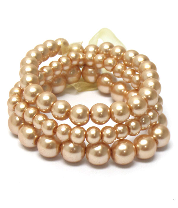 Pearl stretch bracelet set of 3