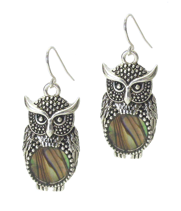 ABALONE OWL EARRING