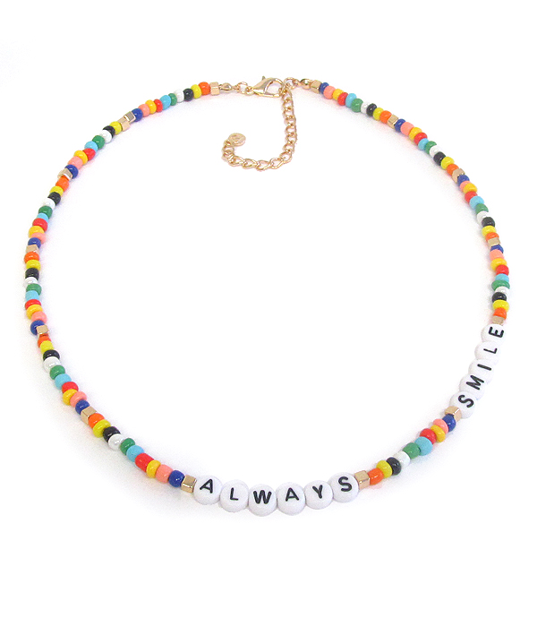 Multi bead necklace - always smile