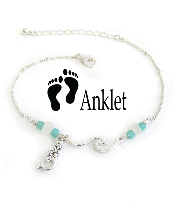 SEA GLASS ANKLET - WAVE AND MERMAID