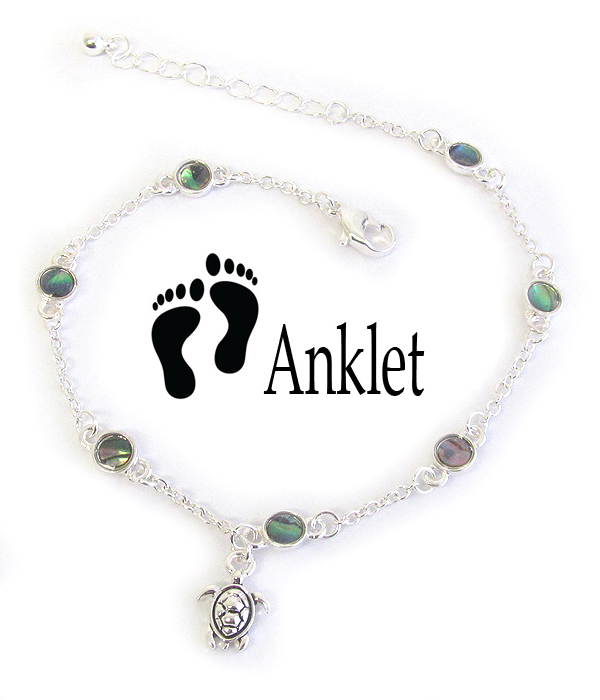 Sealife theme abalone anklet - turtle