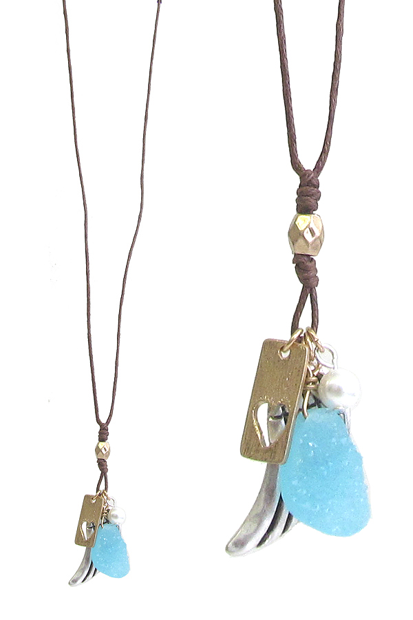 Religious inspiration multi charm pendant necklace - angel wing