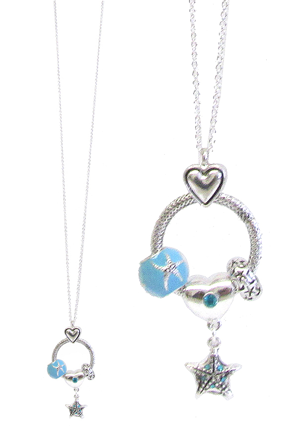 DESIGNER INSPIRATION RING AND CHARM PENDANT NECKLACE - STARFISH