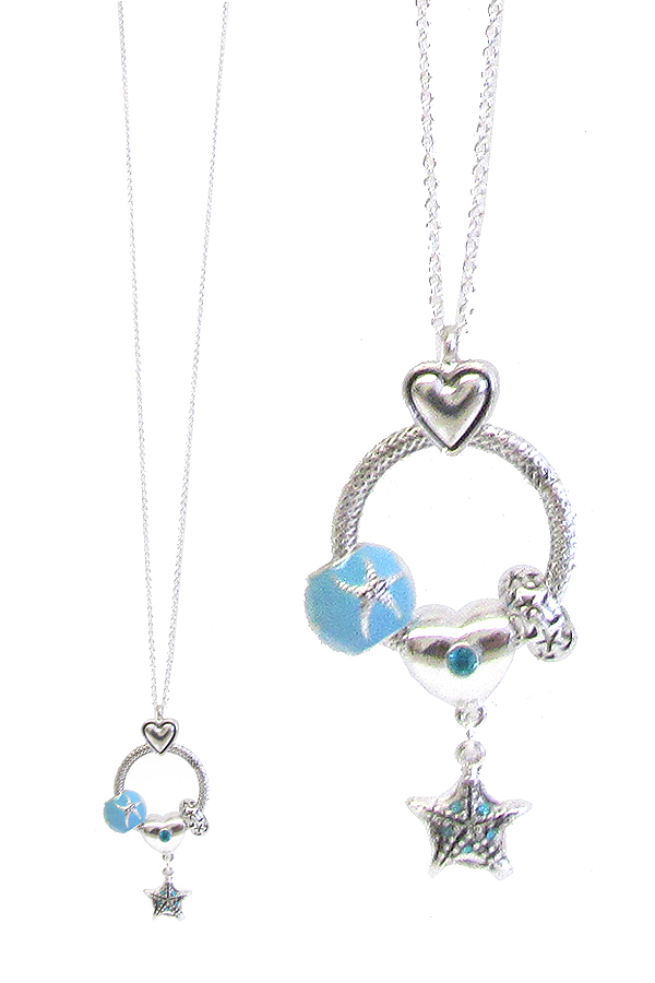 Designer inspiration ring and charm pendant necklace - starfish