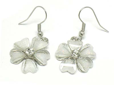 Crystal centered flower earring
