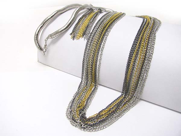5 mm snake chain back multi long metal chain necklace earring set 