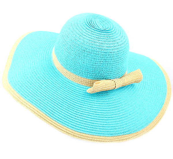 Paper straw super floppy brim and attachable bow accent summer hat