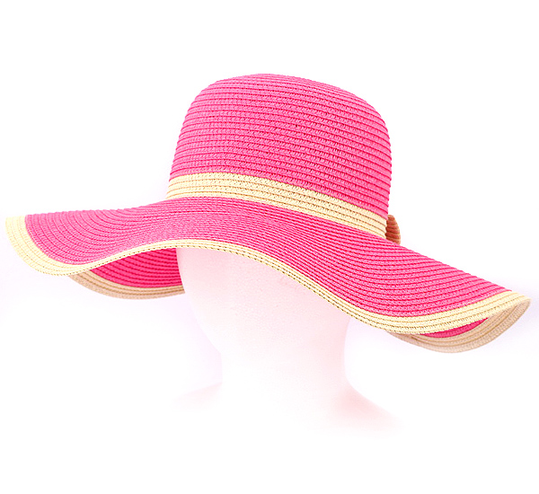 Paper straw super floppy brim and attachable bow accent summer hat