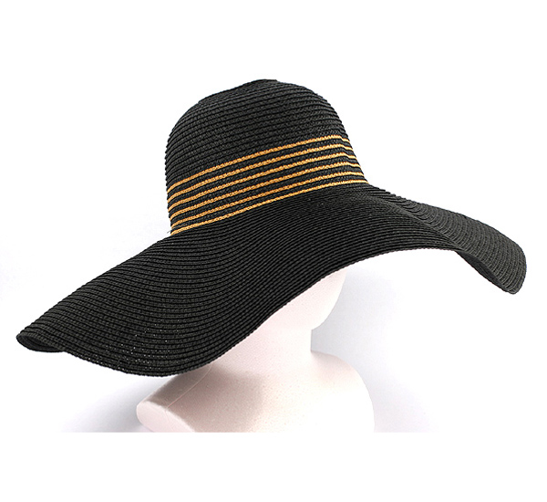 Paper straw super floppy brim and attachable bow accent summer hat