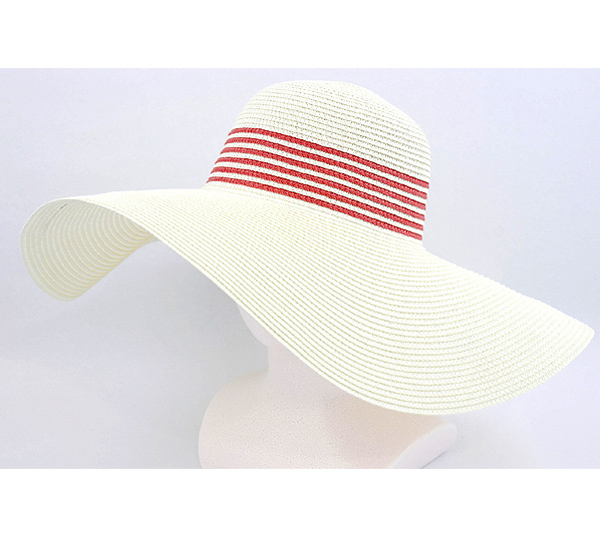 Paper straw super floppy brim and attachable bow accent summer hat