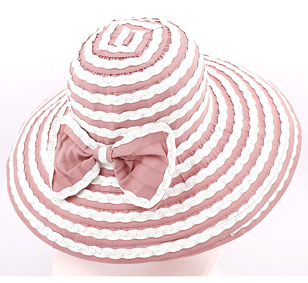 Straw and fabric mix and attachable ribbon hat