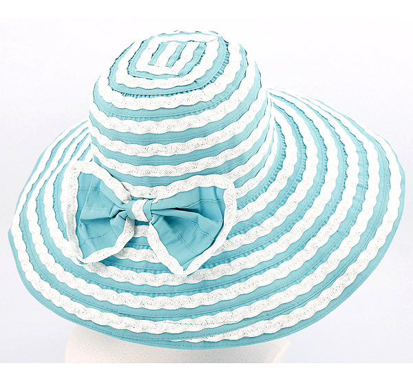 Straw and fabric mix and attachable ribbon hat