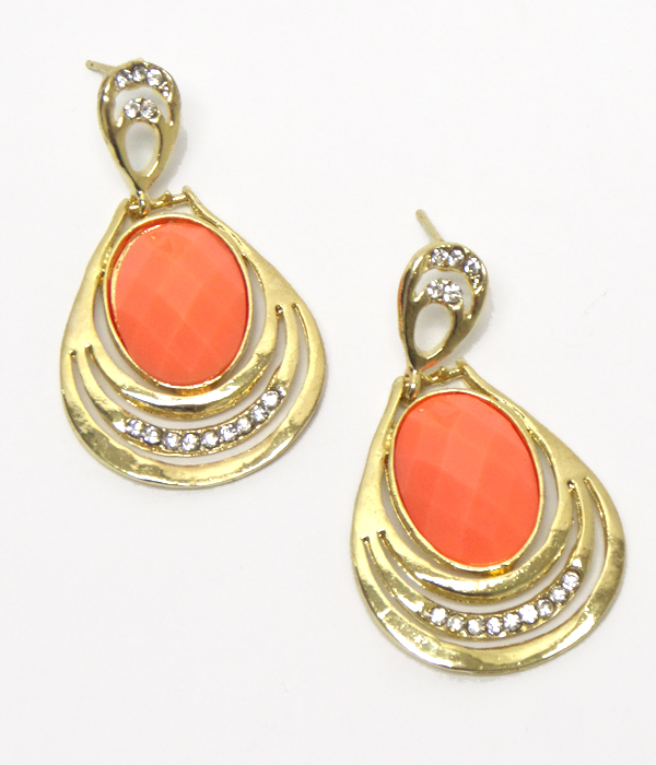 Metal teardrop drop necklace earrings 