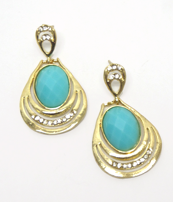 Metal teardrop drop necklace earrings 