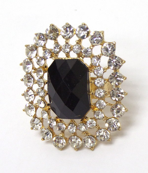 Crystals with stone center ring 