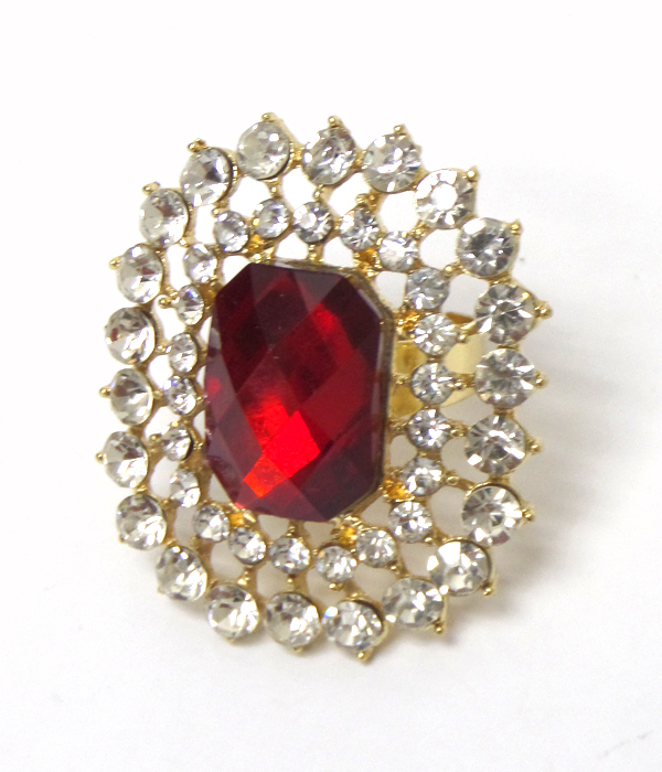 Crystals with stone center ring