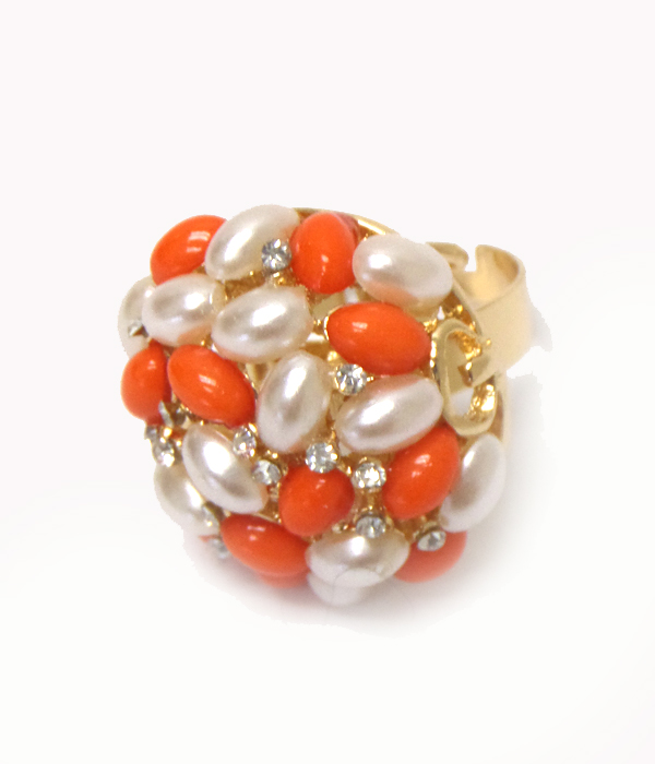 Oval pearl cluster ring 
