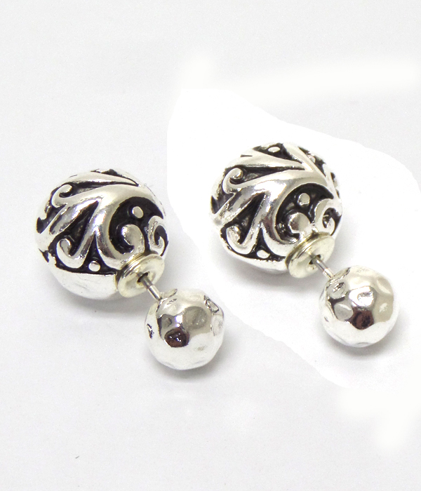 Double sided ear jacket tailored design earrings 