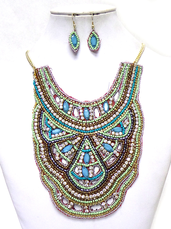 Handmade beaded art bohemian fashion necklace set