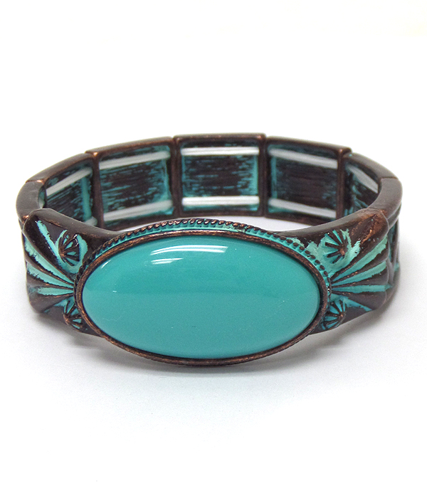 Turquoise  stone metal bracelet