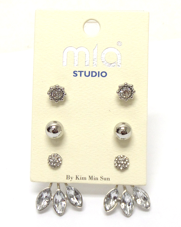 Set of three metal earrings 