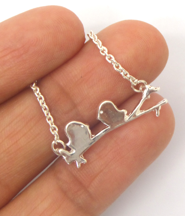 Etsy style birds on branch pendant necklace