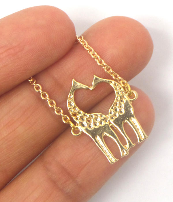 Etsy style giraffe and heart pendant necklace