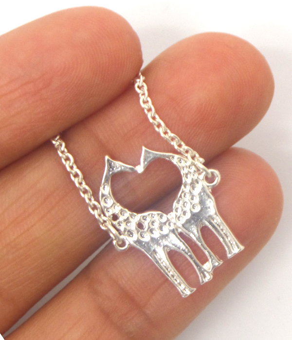 Etsy style giraffe and heart pendant necklace