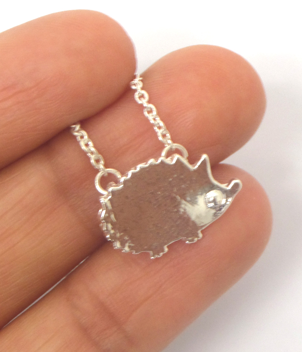 Etsy style hedgehog pendant necklace